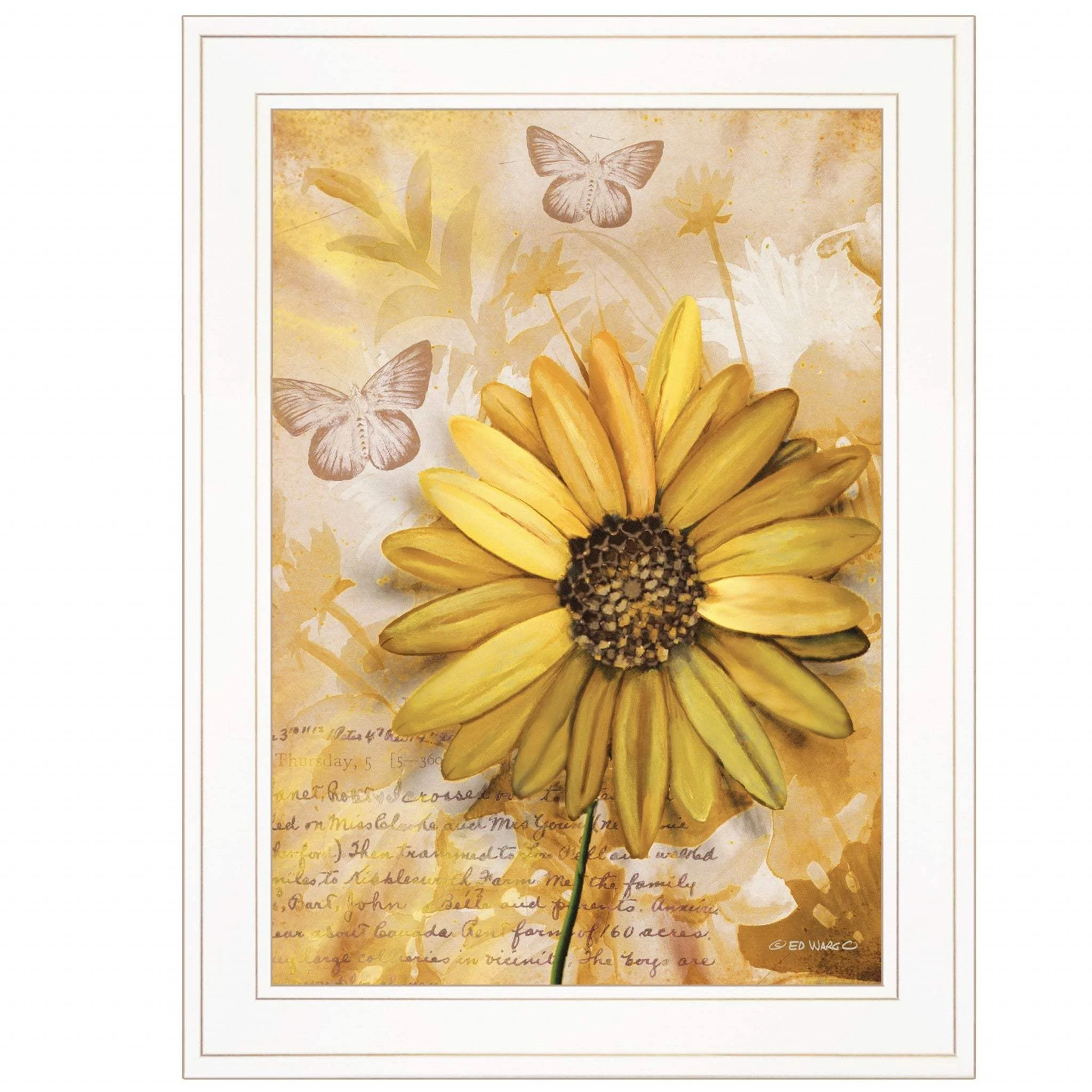 Flowers and Butterflies II 2 White Framed Print Wall Art - Image 2