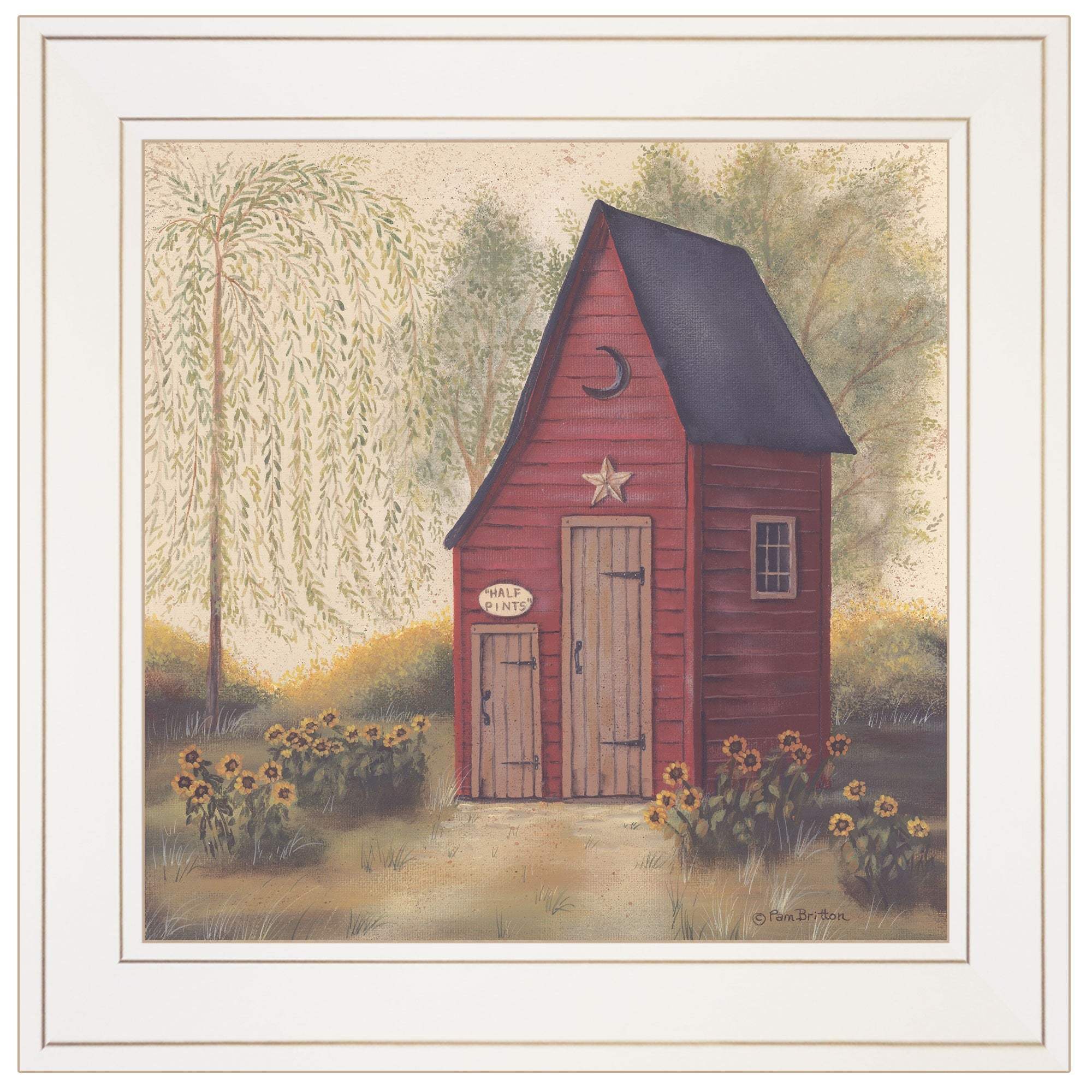 Folk Art Outhouse II 1 White Framed Print Bathroom Wall Art - Image 2