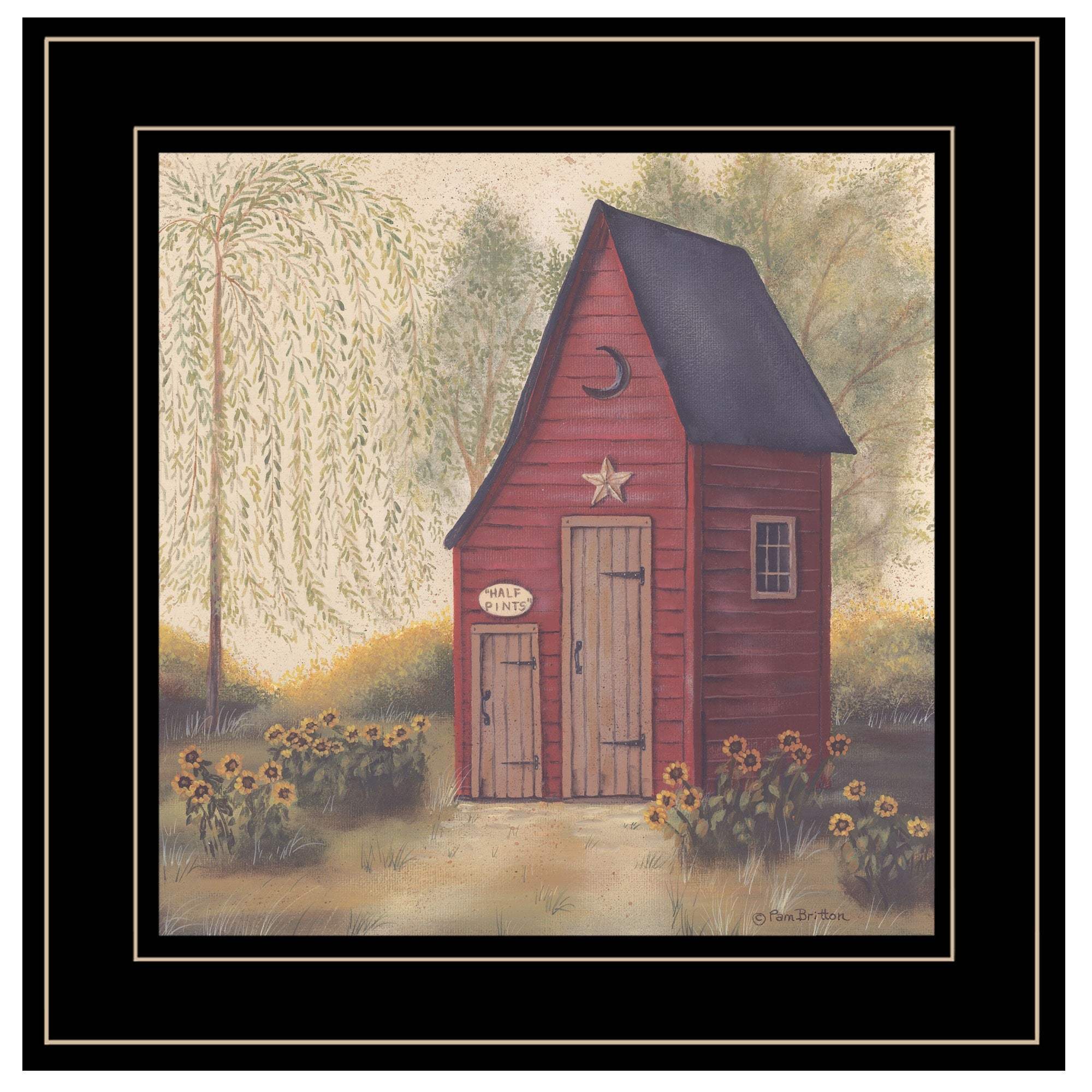 Folk Art Outhouse II 2 Black Framed Print Bathroom Wall Art - Image 2