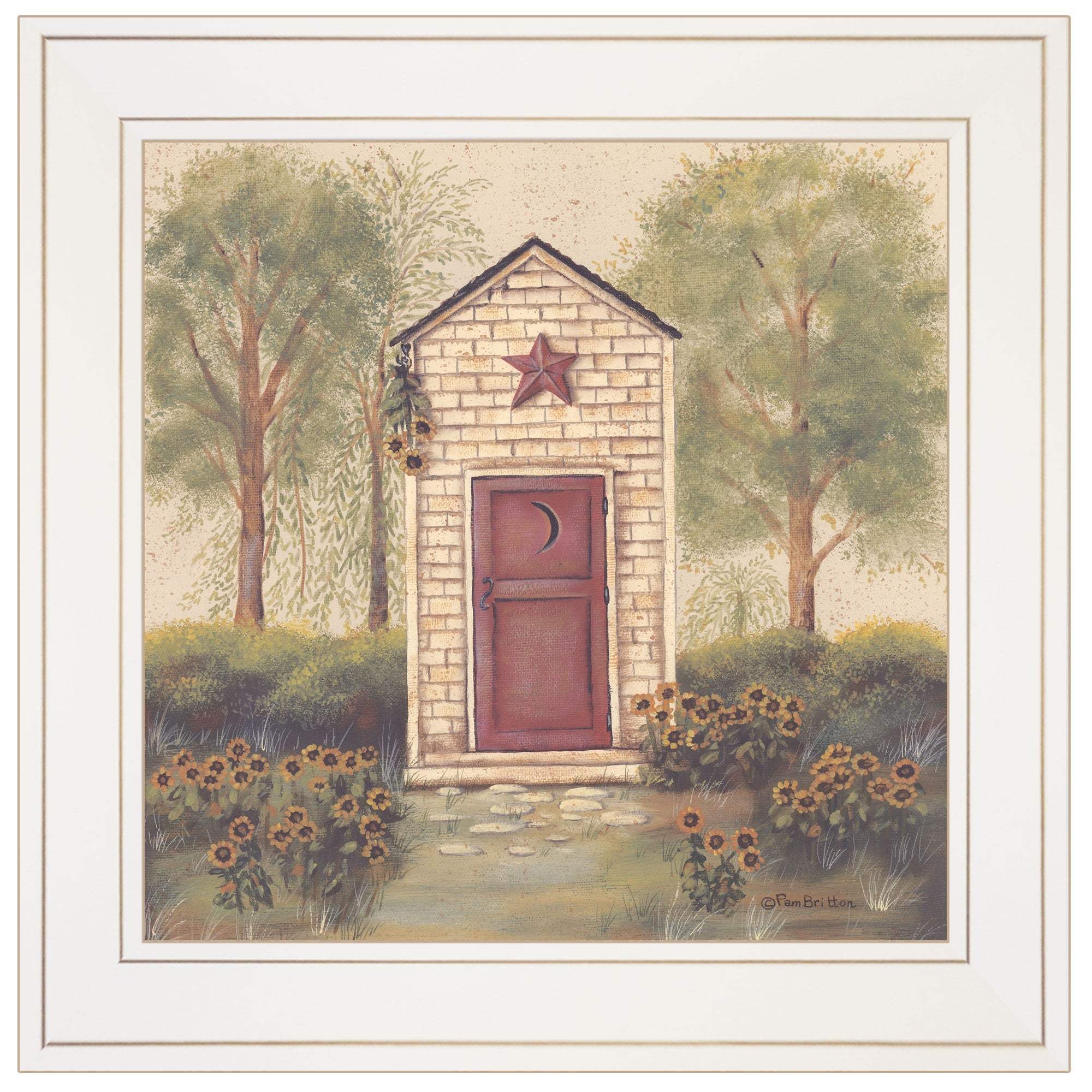 Folk Art Outhouse III 1 White Framed Print Wall Art - Image 2