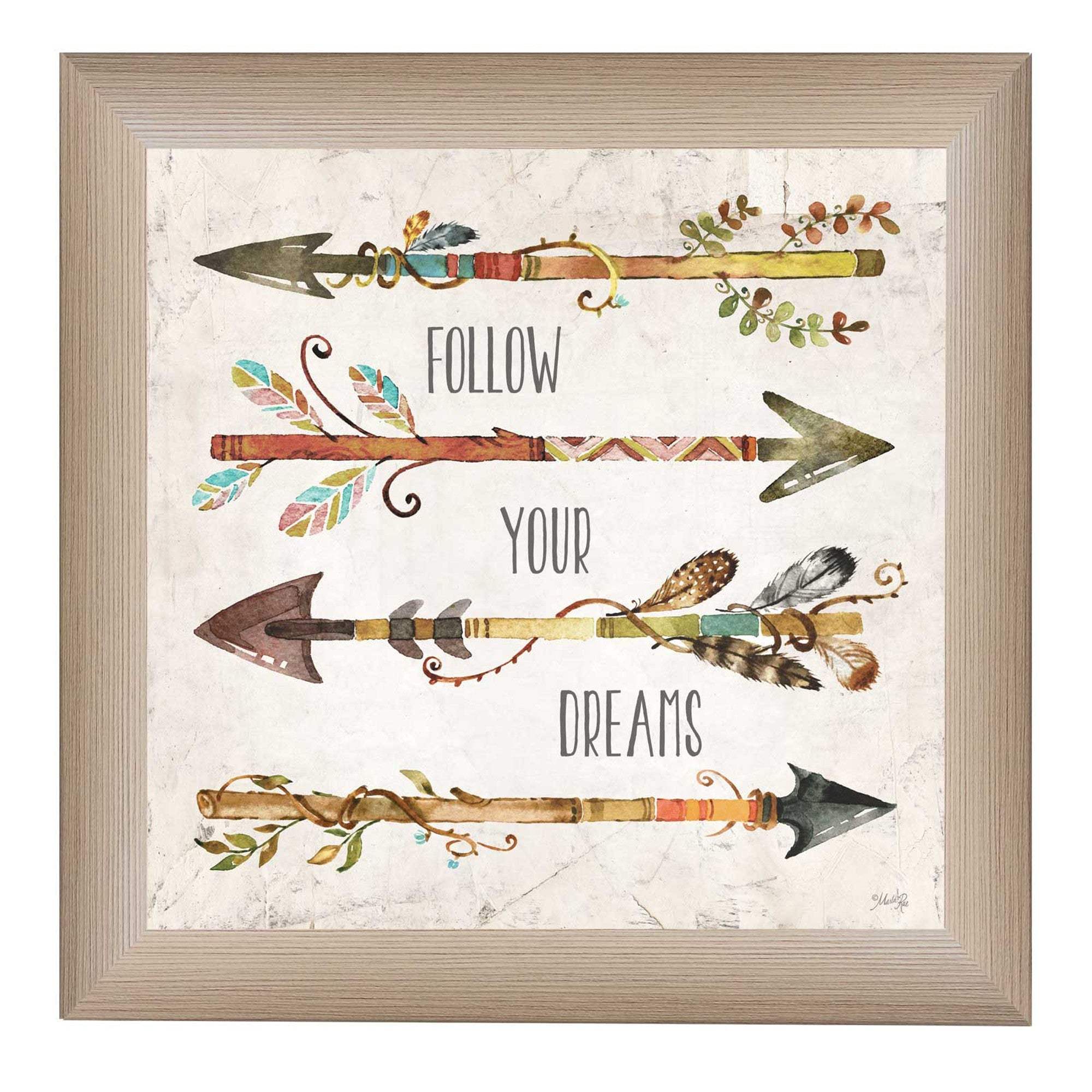 Follow Your Dreams Brown Framed Print Wall Art - Image 2