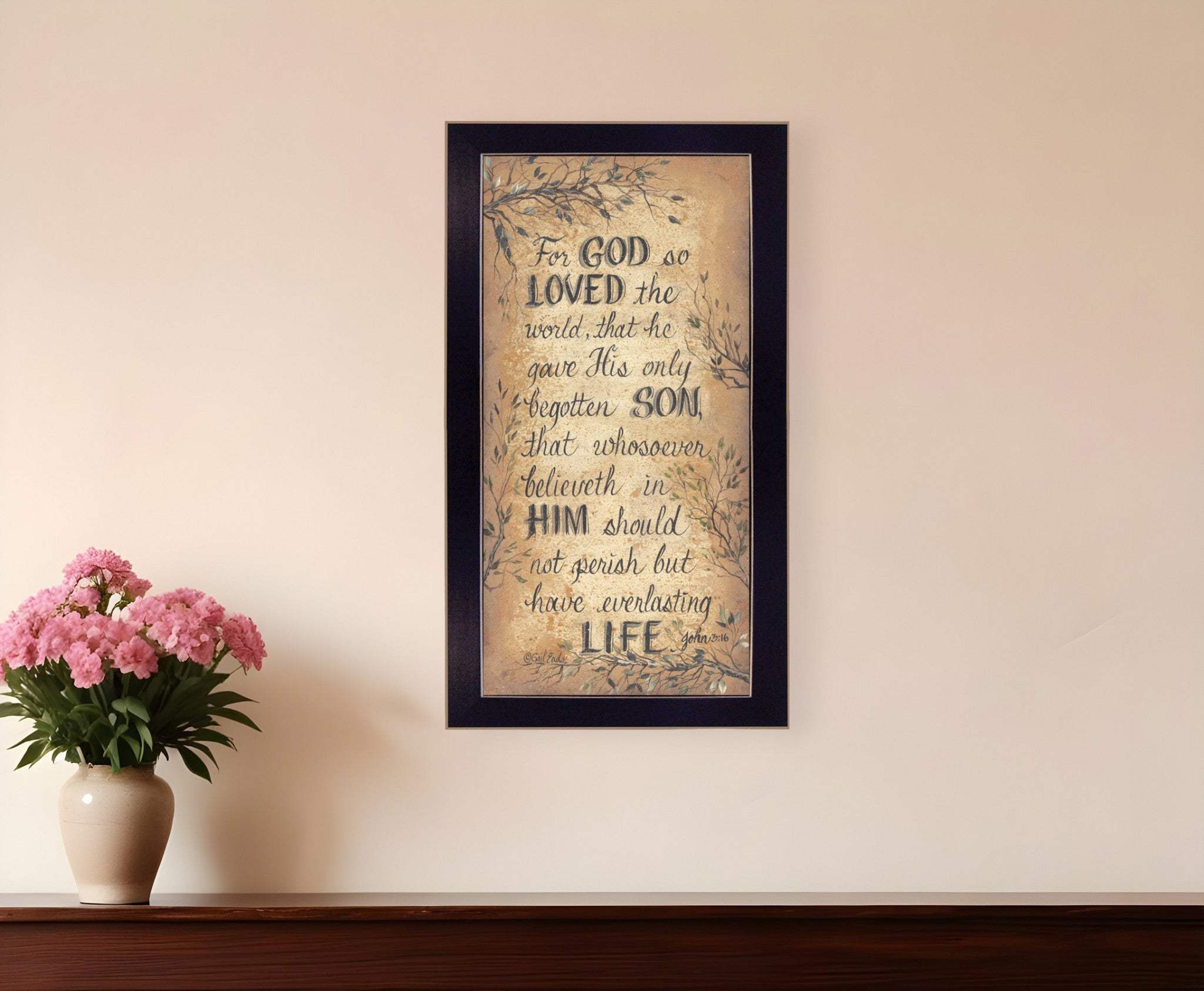 For God So Loved Black Framed Print Wall Art