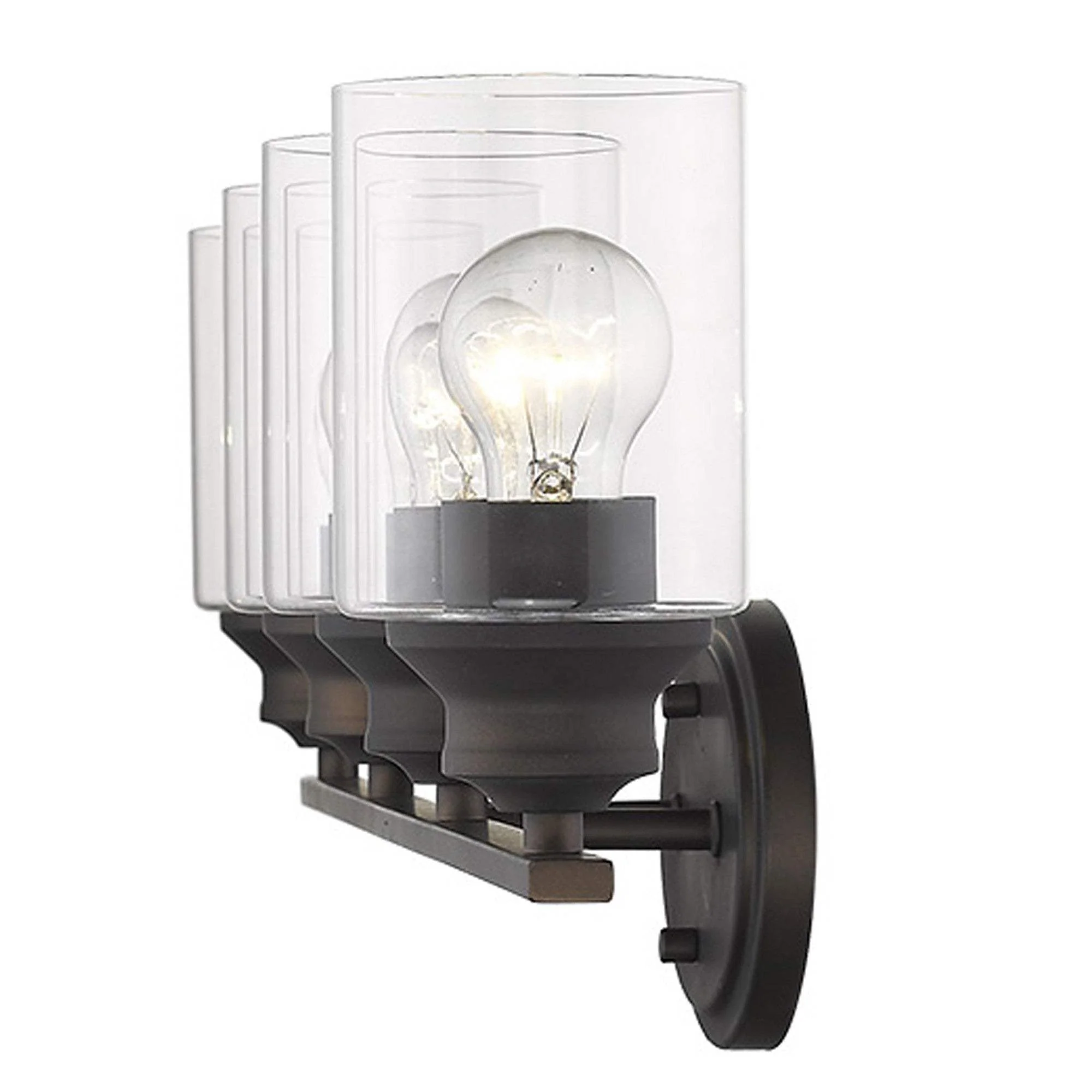 Four Light Bronze Wall Light with Clear Glass Shade - Image 3