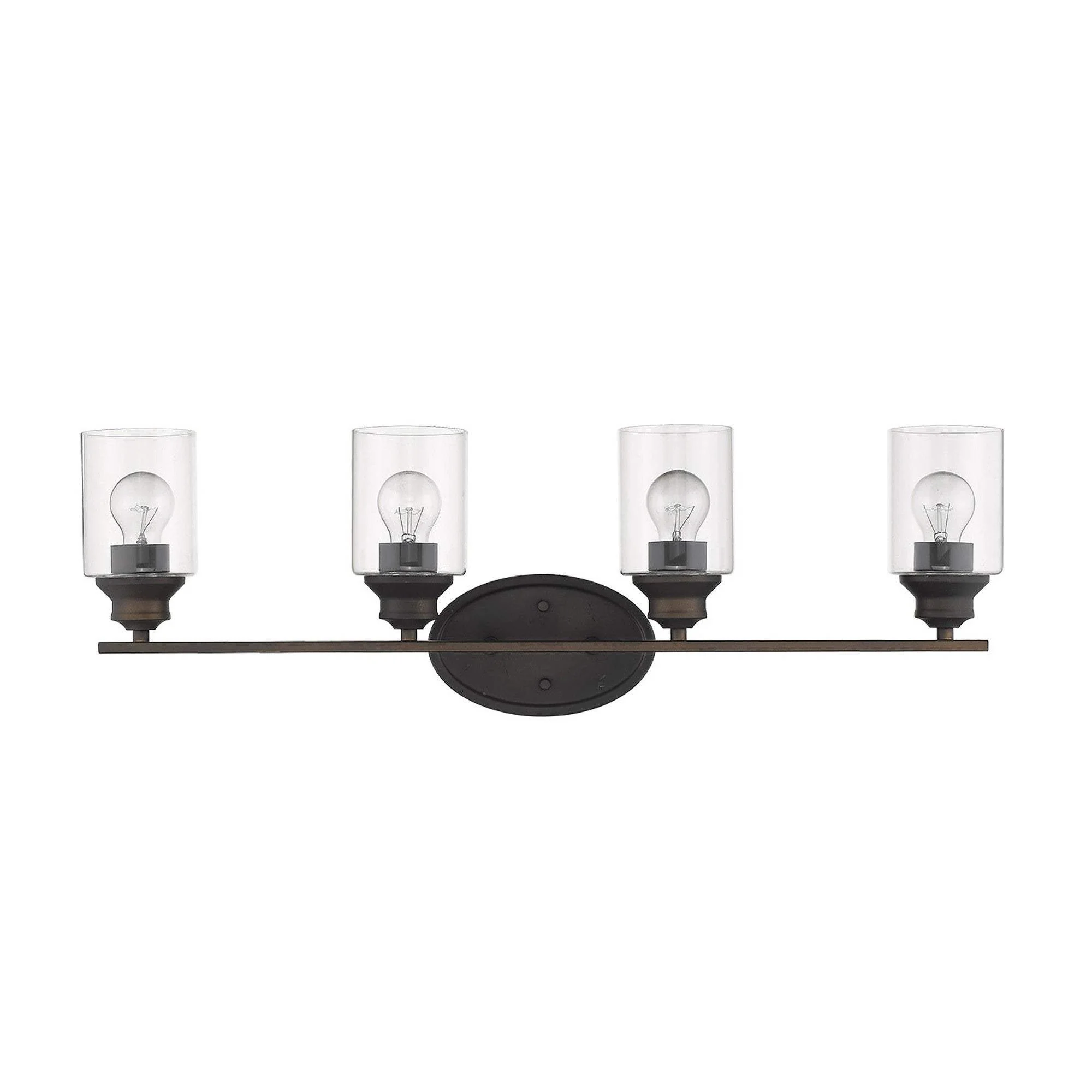 Four Light Bronze Wall Light with Clear Glass Shade - Image 4