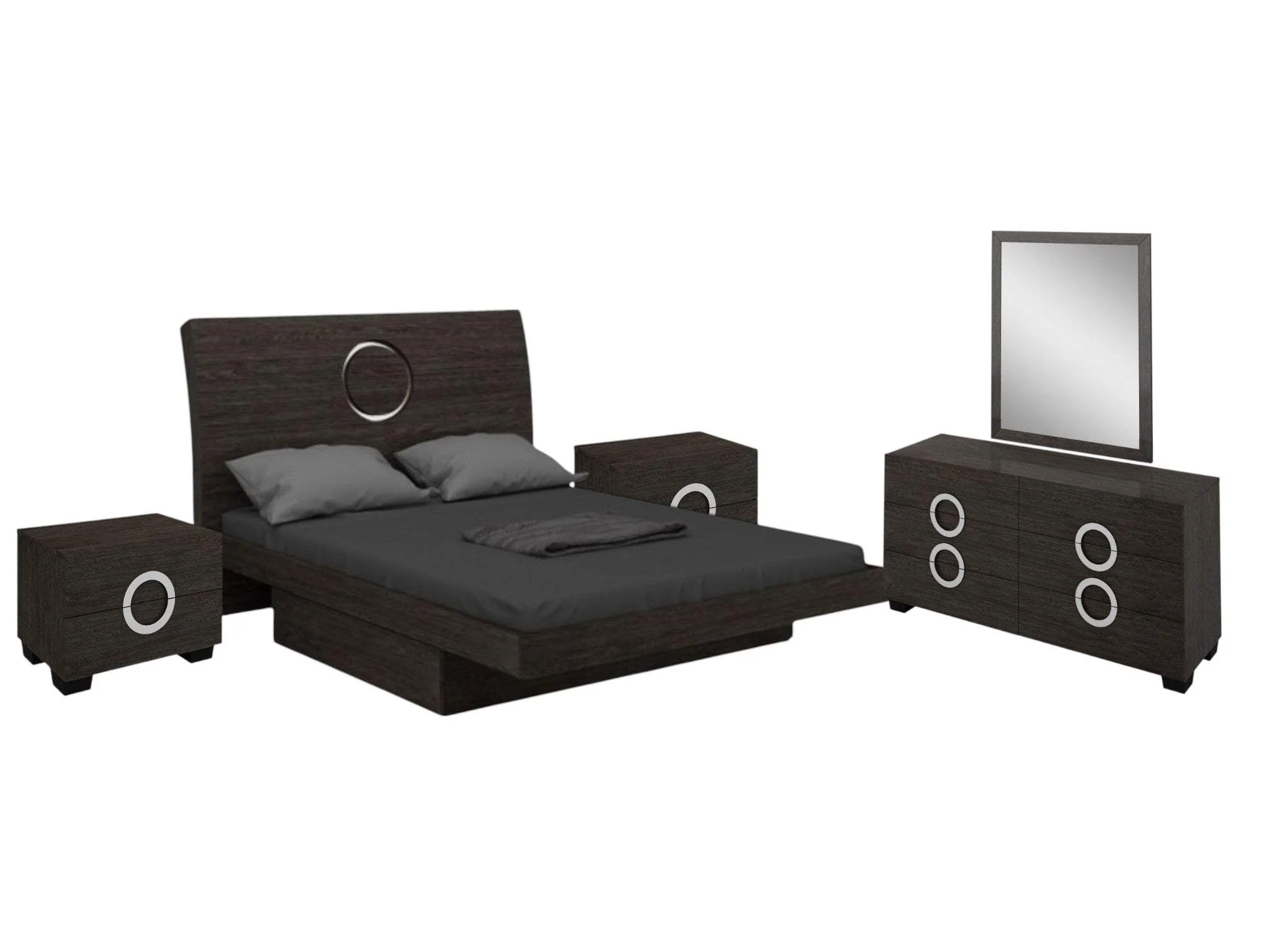 Four Piece Gray Solid Wood Bedroom Set With Mirror - Image 3