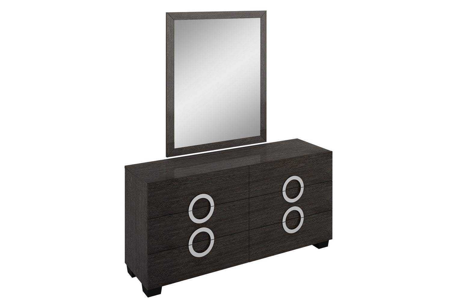 Four Piece Gray Solid Wood Bedroom Set With Mirror - Image 5