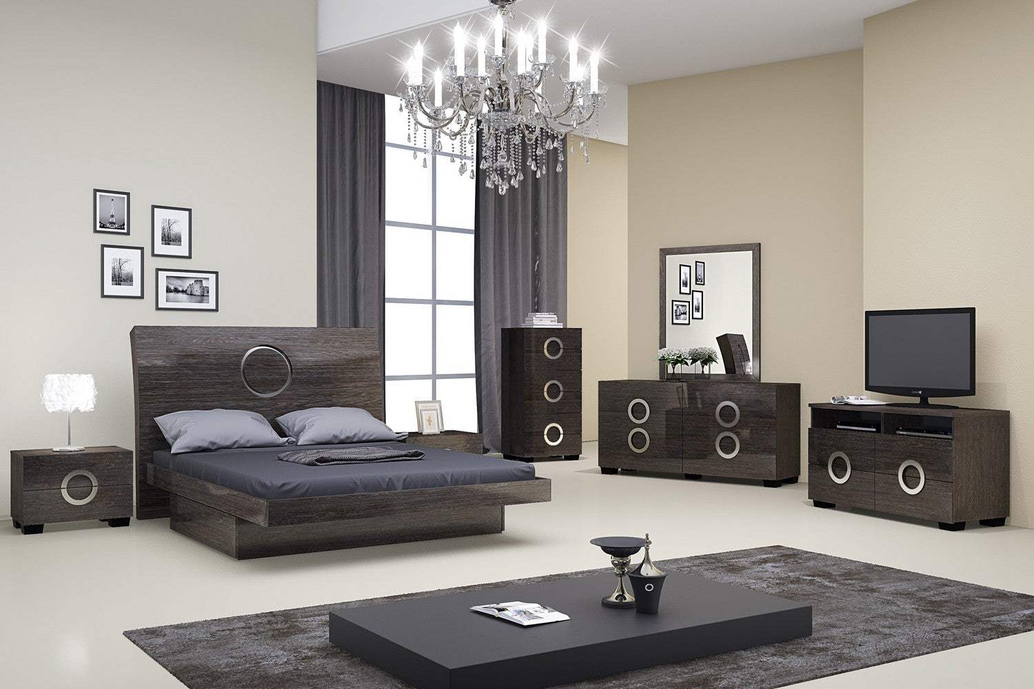 Four Piece Gray Solid Wood Bedroom Set With Mirror - Image 6