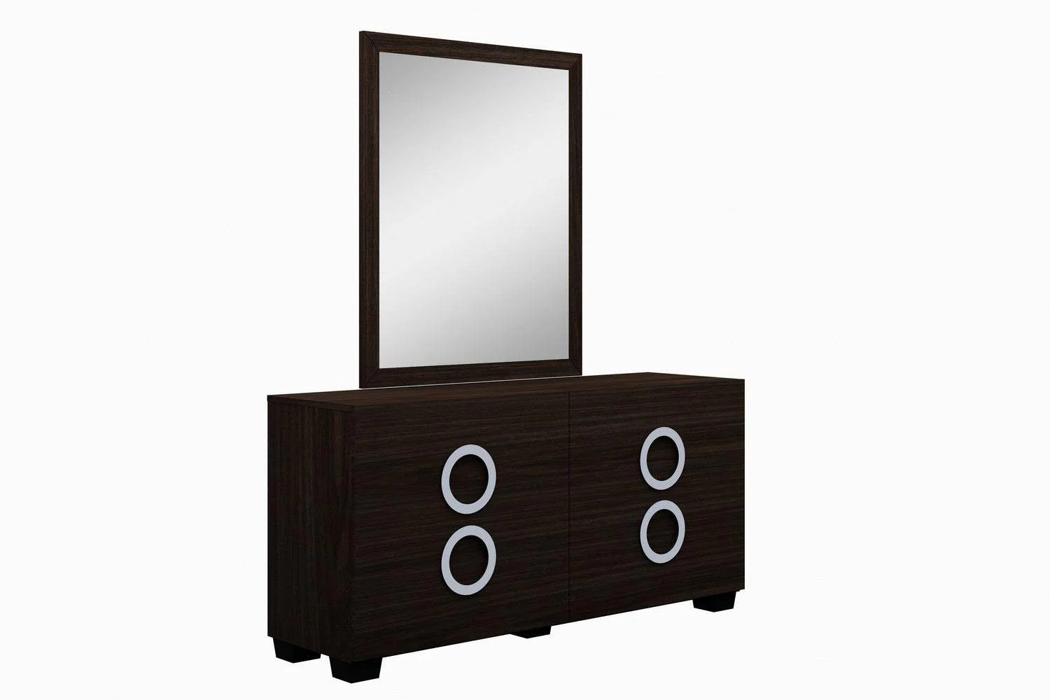 Four Piece Wood Brown Solid Wood Bedroom Set With Mirror - Image 5
