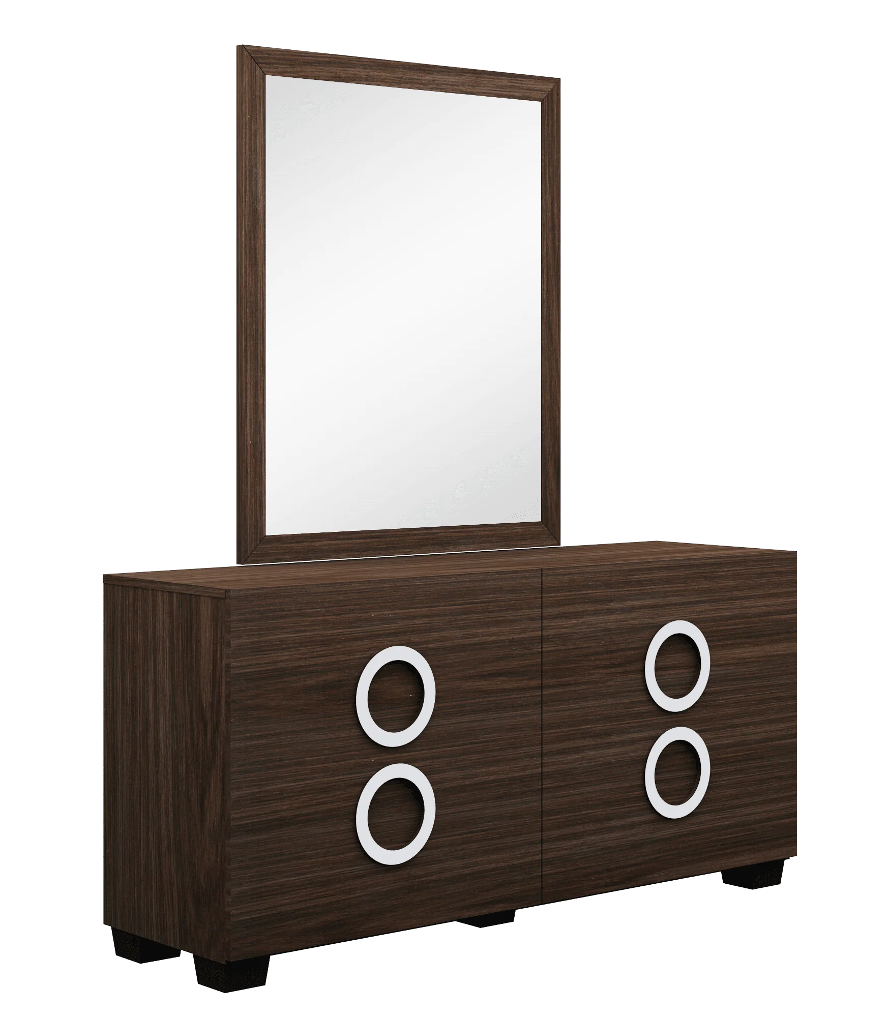 Four Piece Wood Brown Solid Wood Bedroom Set With Mirror - Image 5