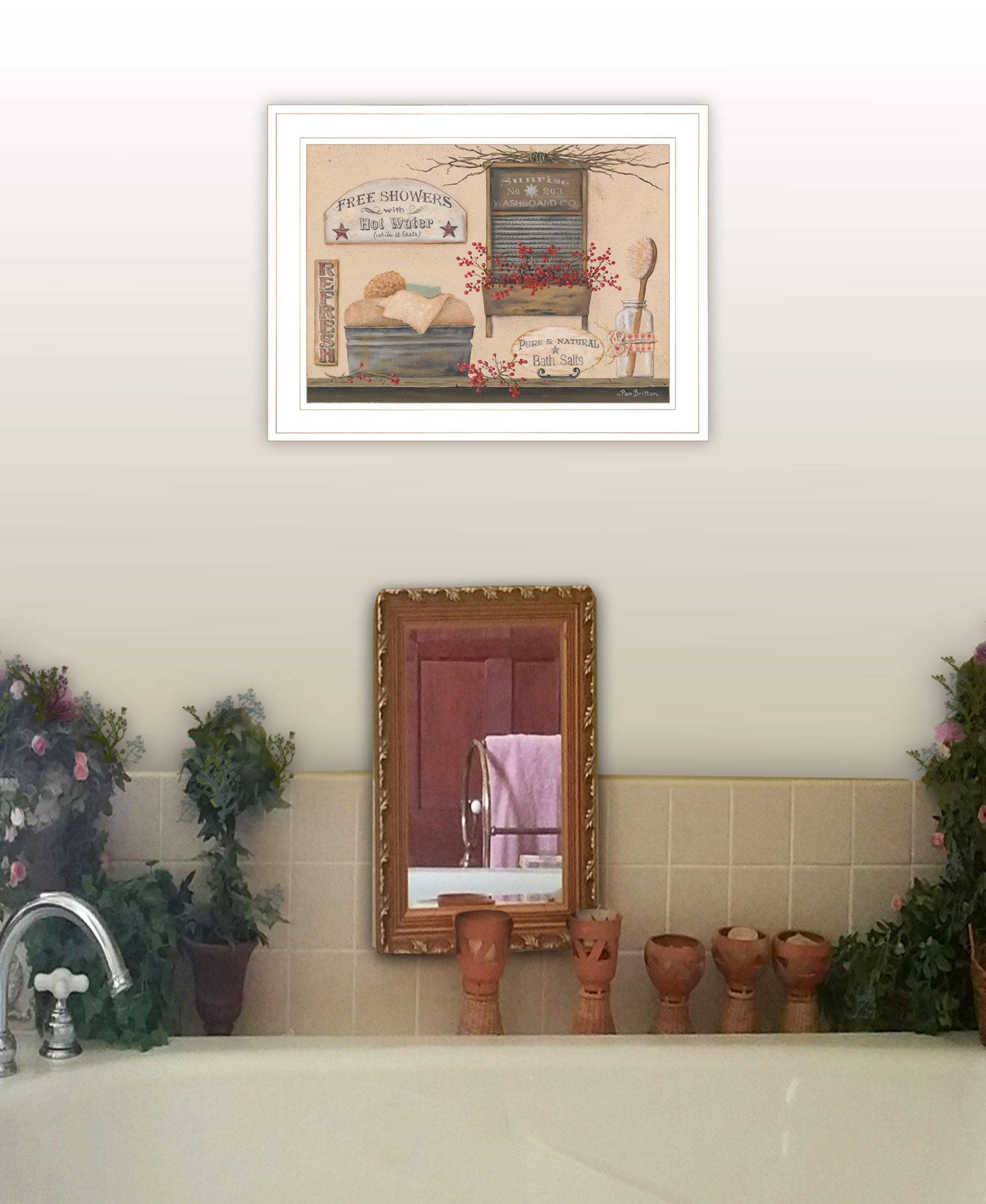 Free Showers 2 White Framed Print Bathroom Wall Art - Image 4