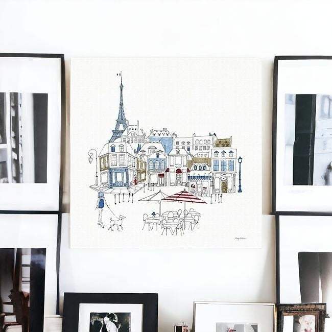 French Caf With Red And Blue Accents Unframed Print Wall Art - Image 4