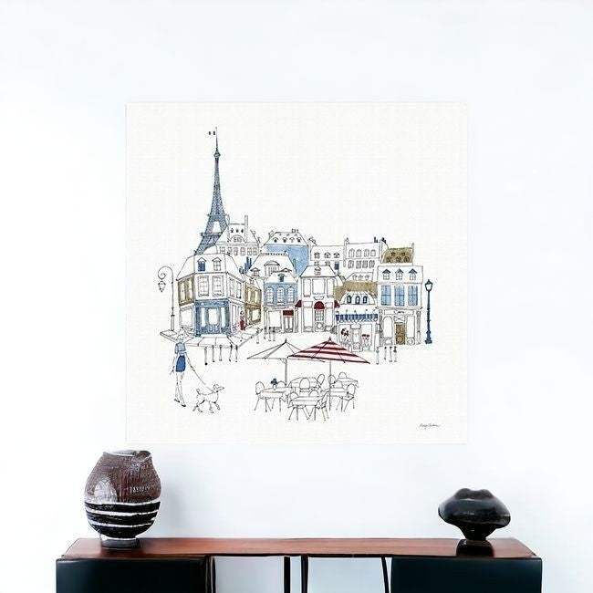 French Caf With Red And Blue Accents Unframed Print Wall Art - Image 2