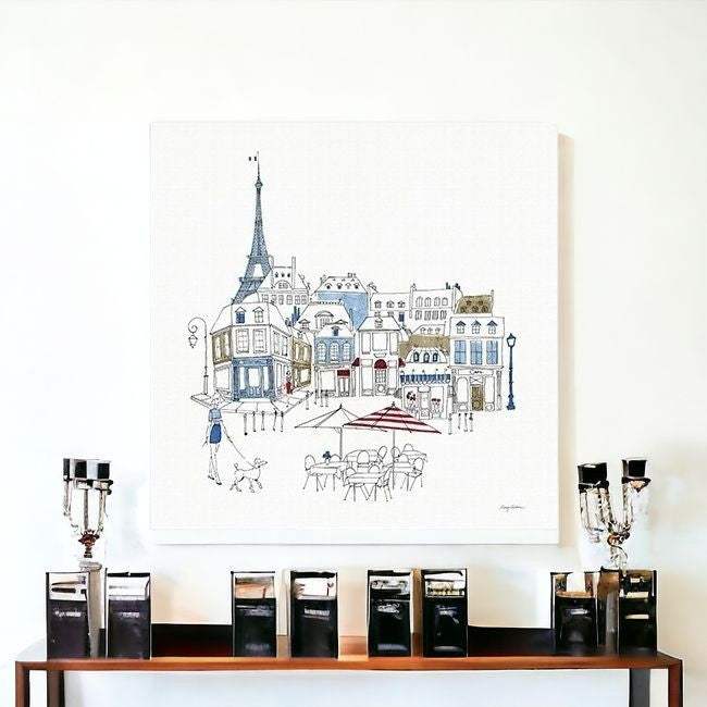 French Caf With Red And Blue Accents Unframed Print Wall Art - Image 4