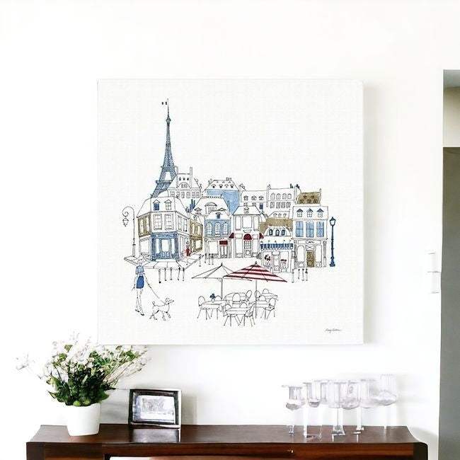 French Caf With Red And Blue Accents Unframed Print Wall Art - Image 5