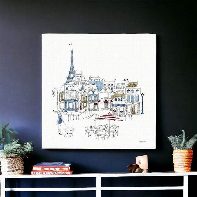 French Caf With Red And Blue Accents Unframed Print Wall Art - Image 7