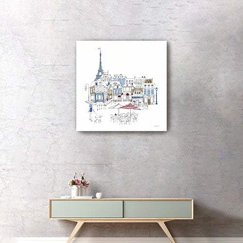 French Caf With Red And Blue Accents Unframed Print Wall Art - Image 9