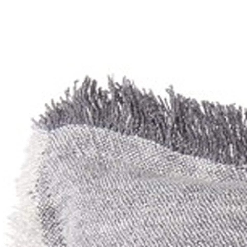Fringed Blue And Beige Square Accent Pillow Cover - Image 9