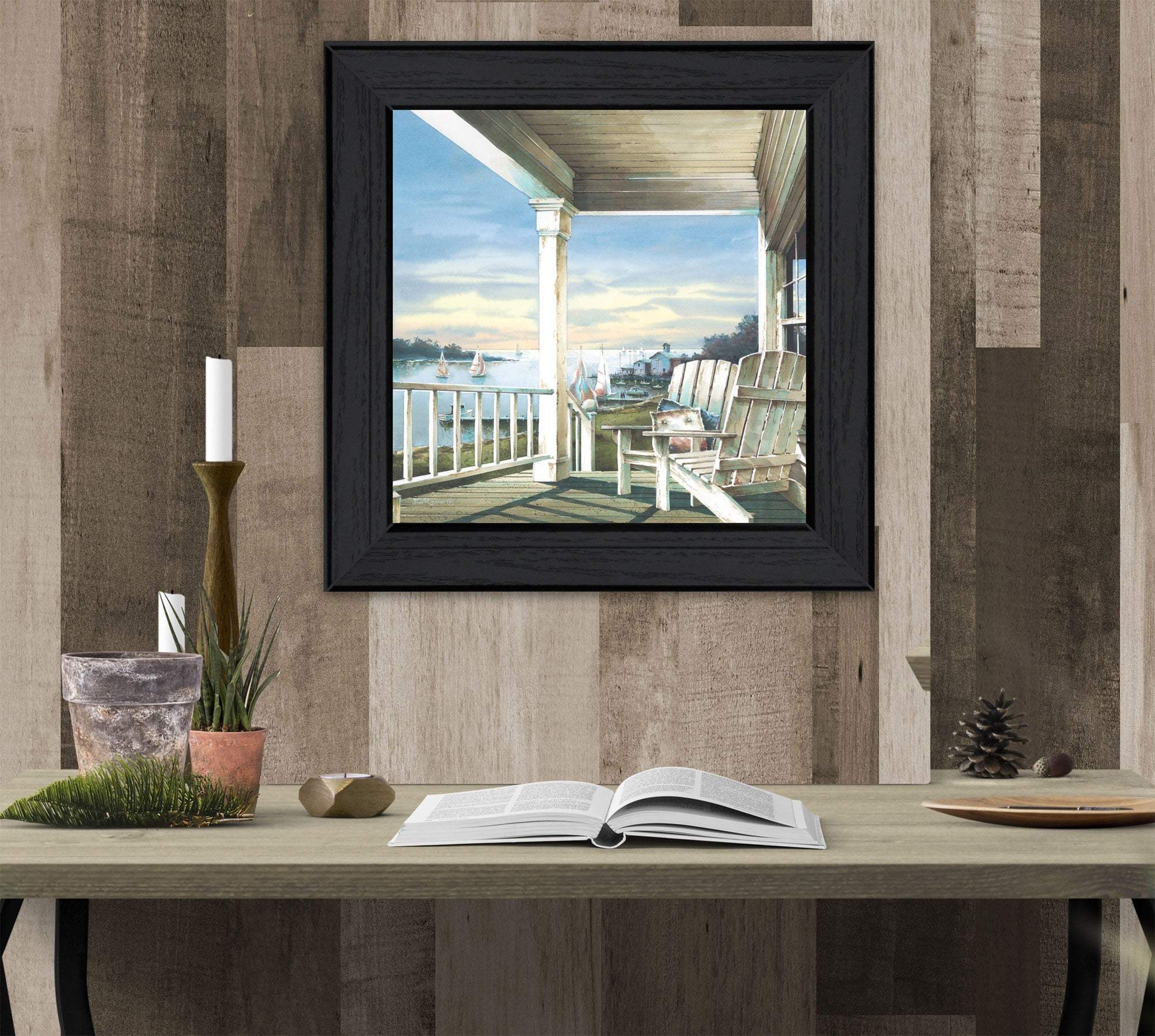 Front Porch Coastal Sunset Black Framed Print Wall Art - Image 5