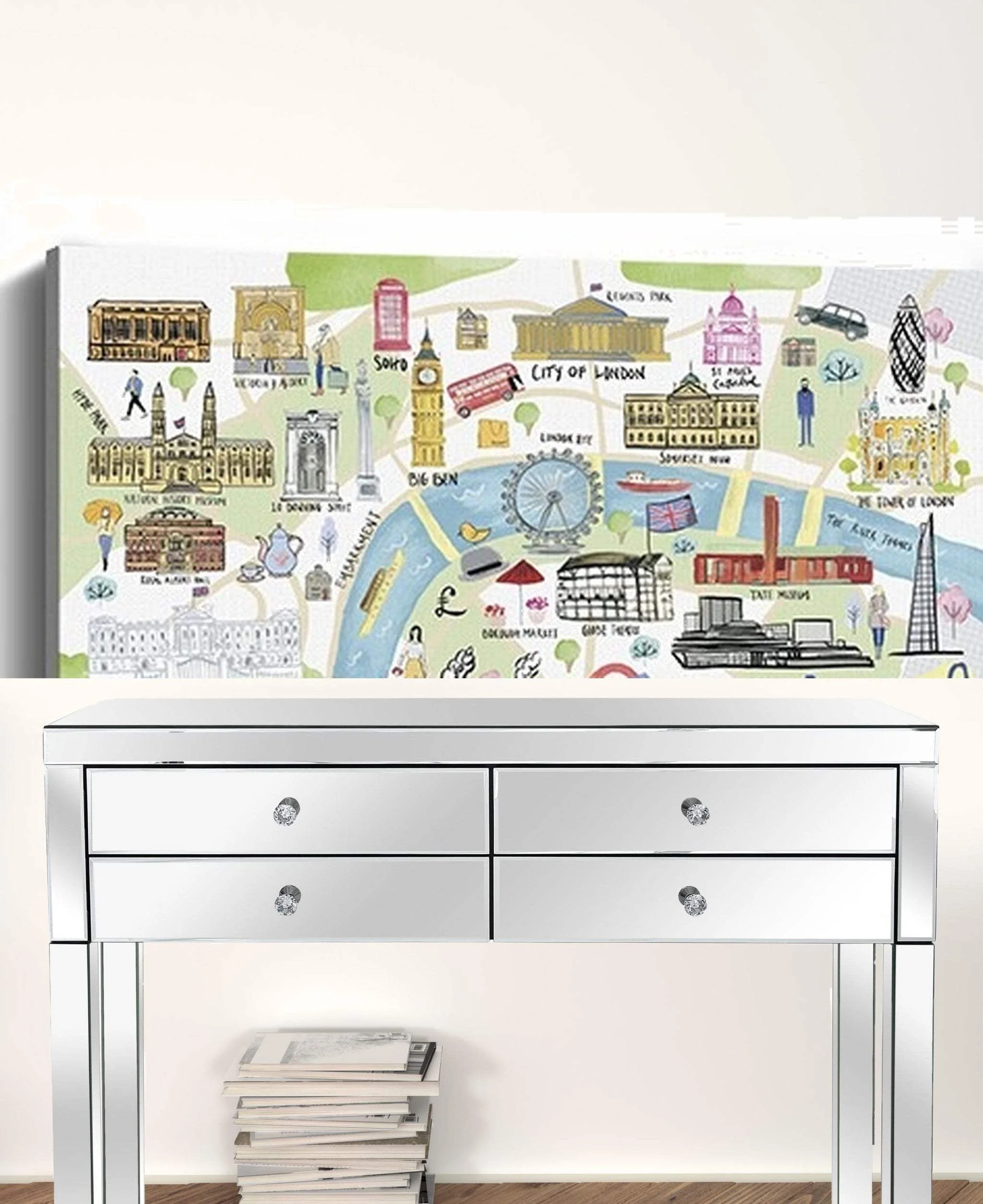 Fun Illustrated London Map Unframed Print Wall Art - Image 3