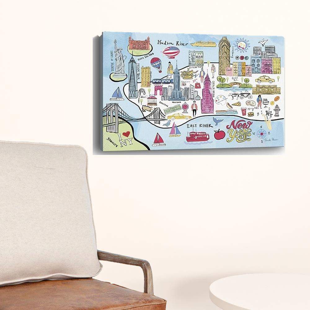 Fun Illustrated Nyc Map Unframed Print Wall Art - Image 3