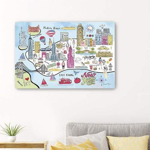 Fun Illustrated Nyc Map Unframed Print Wall Art - Image 4