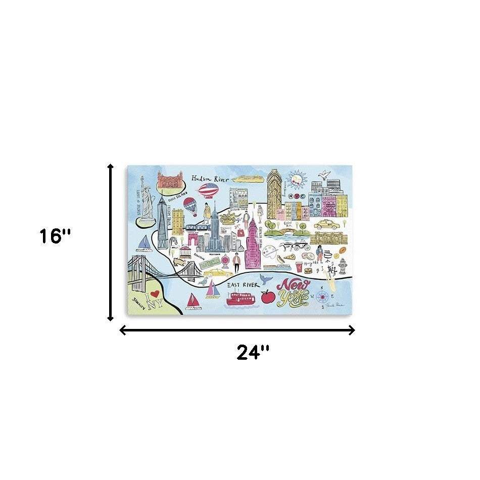 Fun Illustrated Nyc Map Unframed Print Wall Art - Image 5