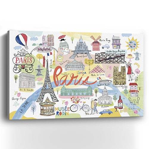 Fun Illustrated Paris Map Unframed Print Wall Art - Image 2
