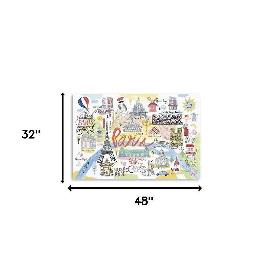 Fun Illustrated Paris Map Unframed Print Wall Art - Image 5