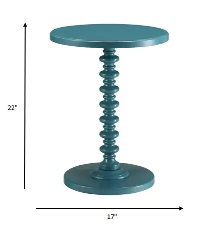 Fun Teal Wood Pedestal End Table - Image 4