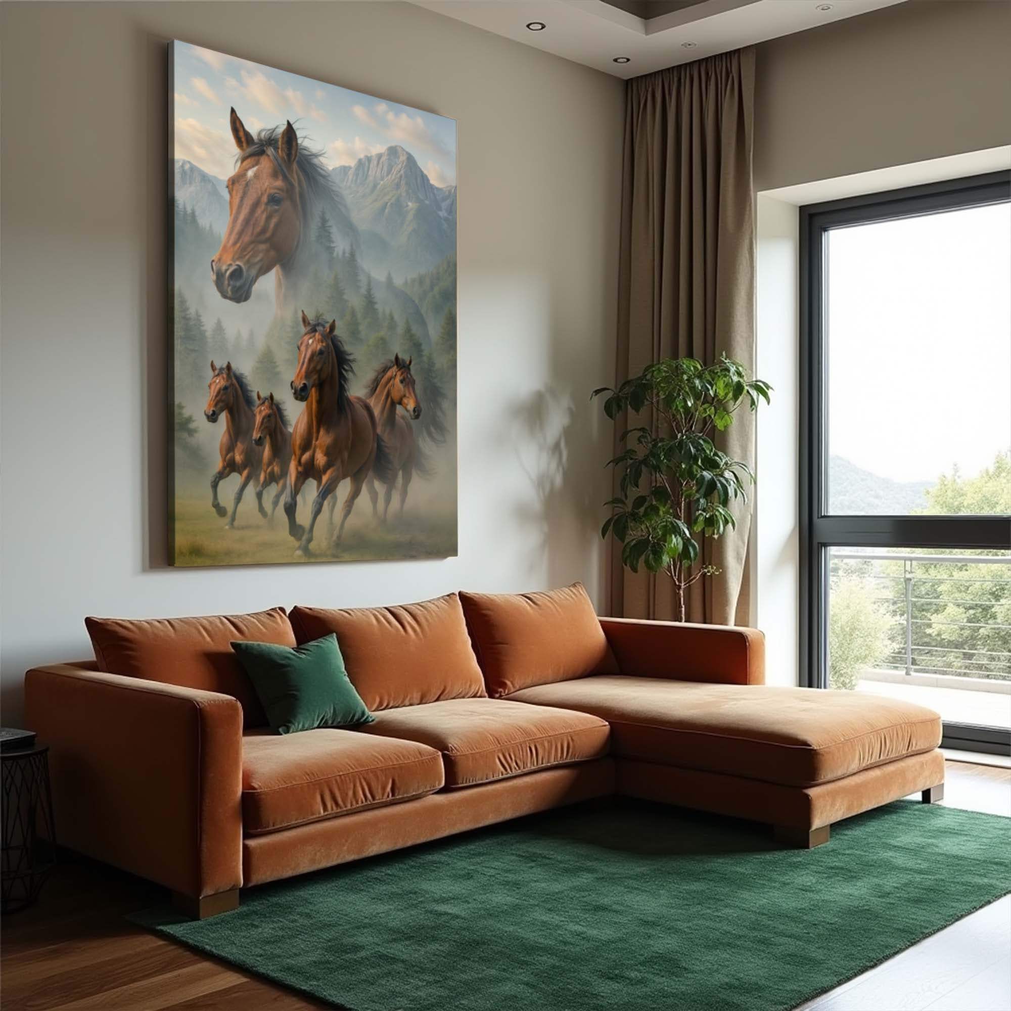 Galloping Horse Double Exposure Wall Art - Image 4