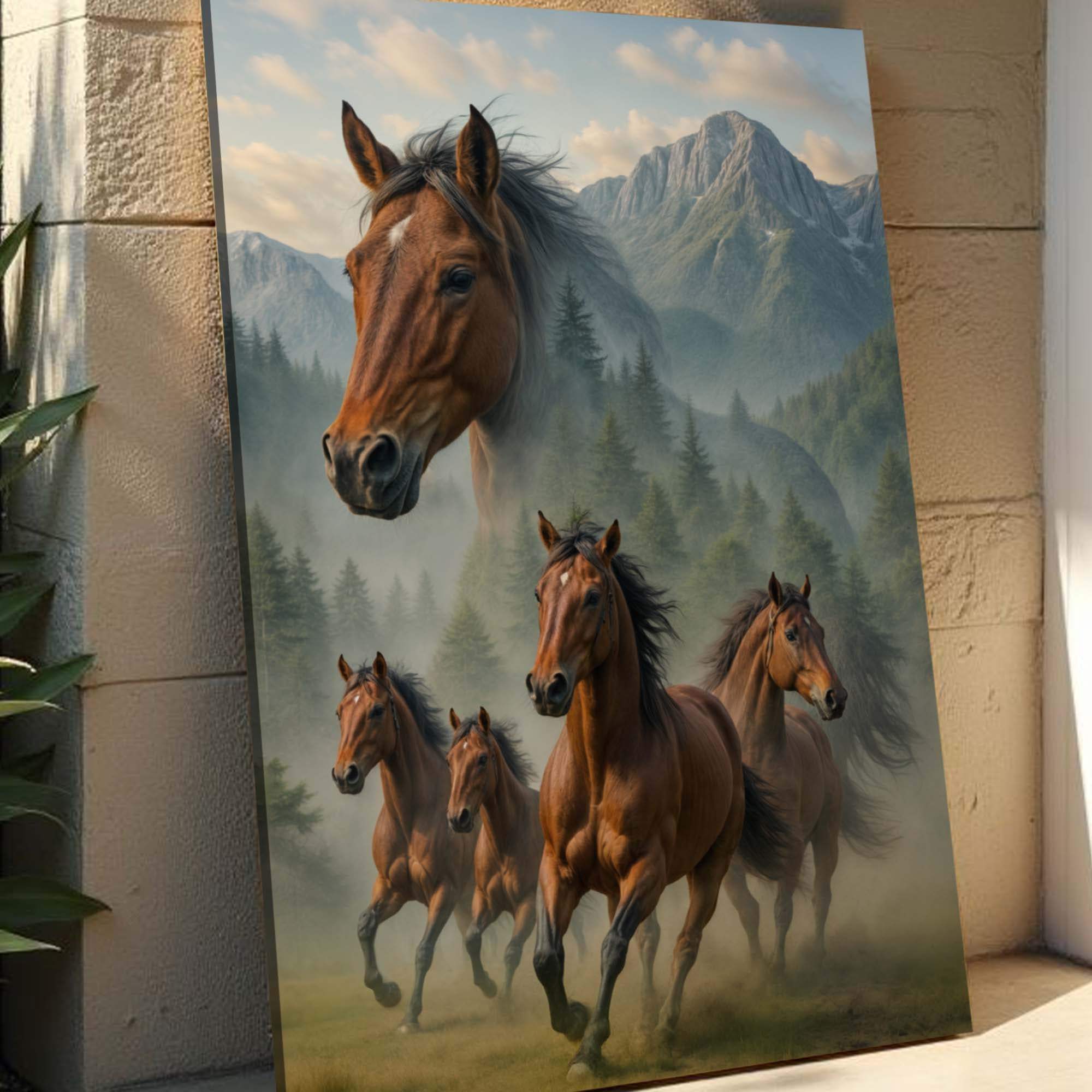 Galloping Horse Double Exposure Wall Art - Image 5