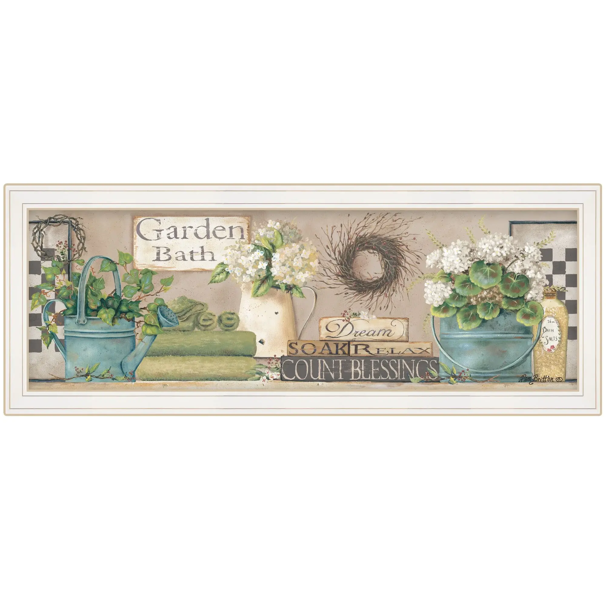 Garden Bath 1 White Framed Print Bathroom Wall Art - Image 2