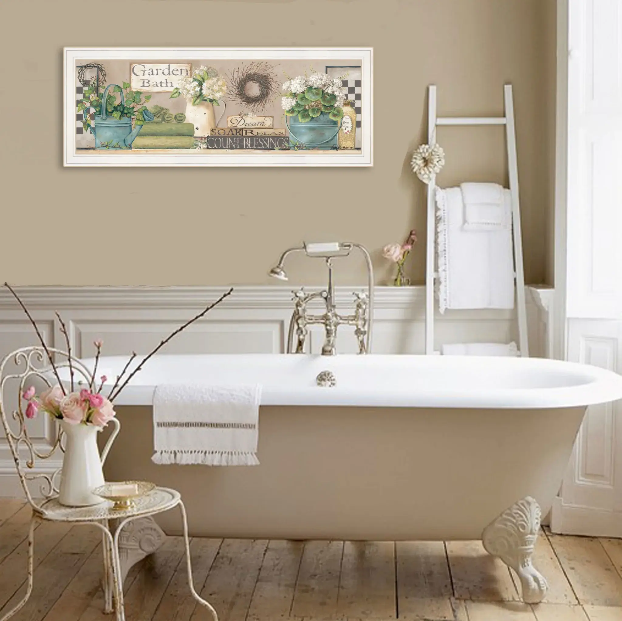 Garden Bath 1 White Framed Print Bathroom Wall Art - Image 5