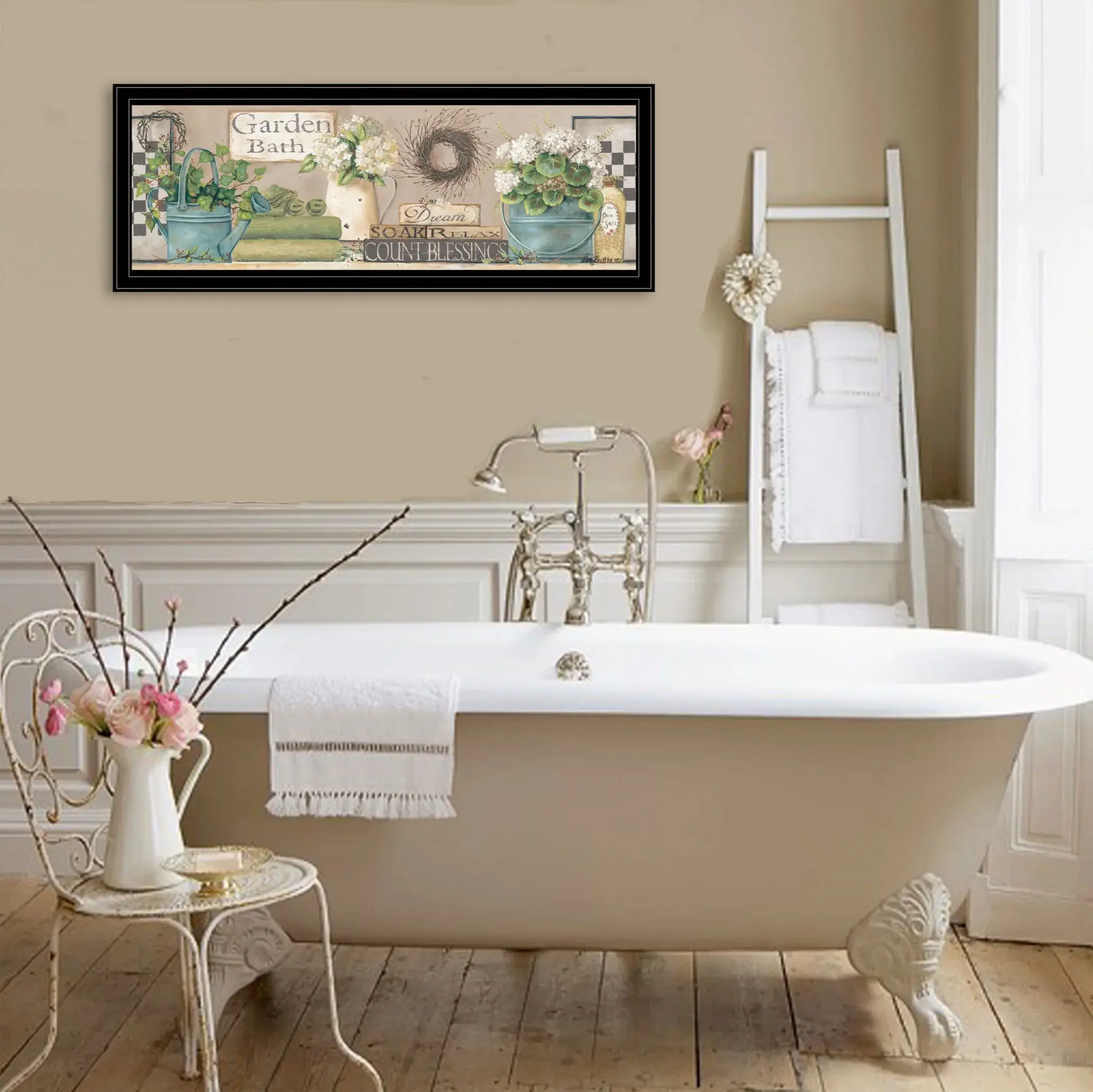 Garden Bath 2 Black Framed Print Bathroom Wall Art - Image 4