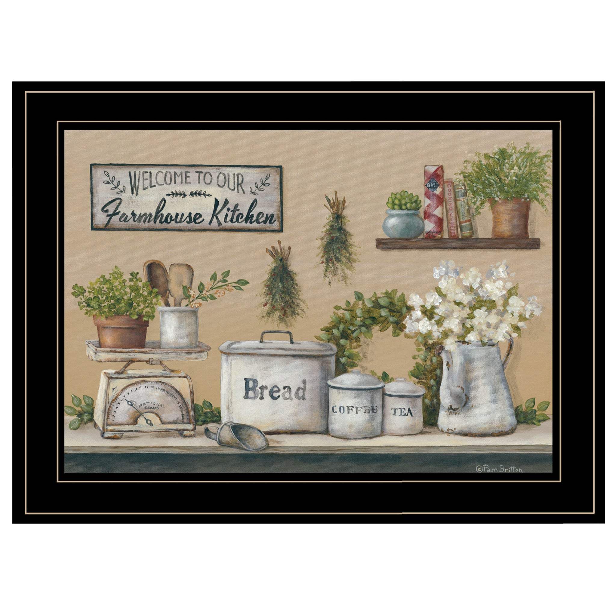 Garden Farmhouse Kitchen Black Framed Print Kitchen Wall Art - Image 2