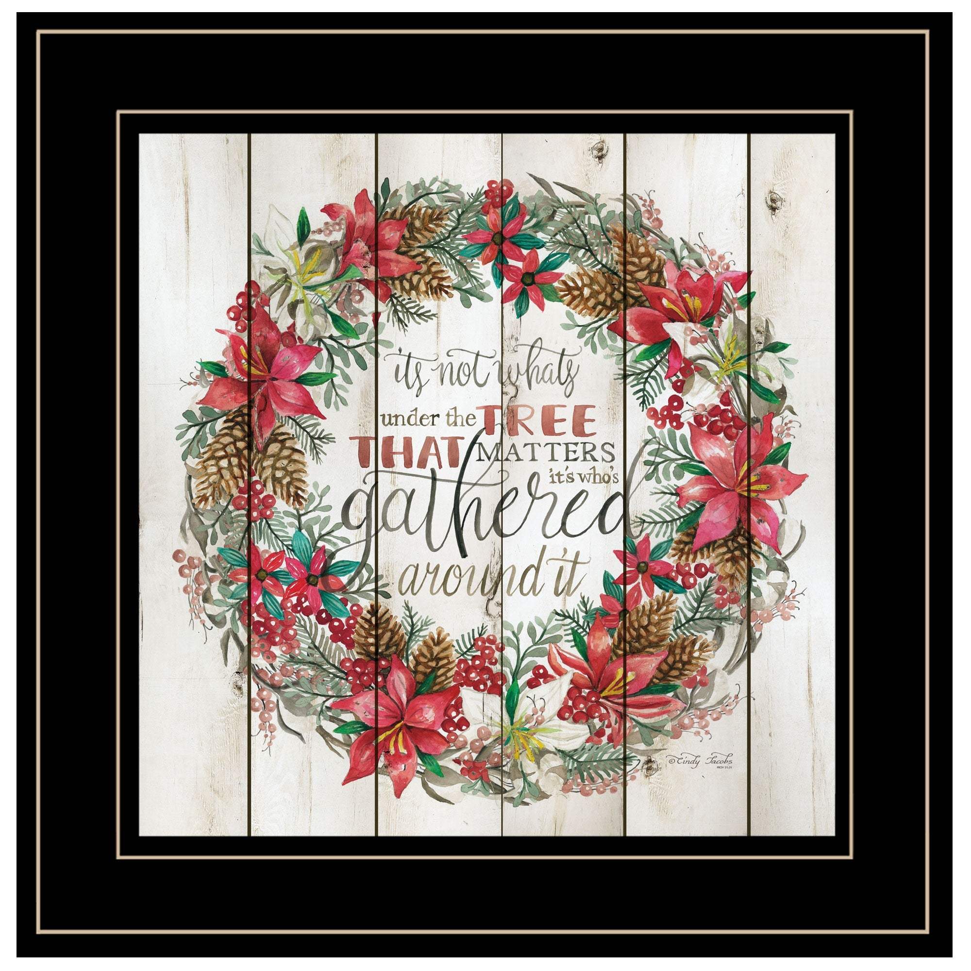 Gathered Around the Tree 2 Black Framed Print Wall Art - Image 3