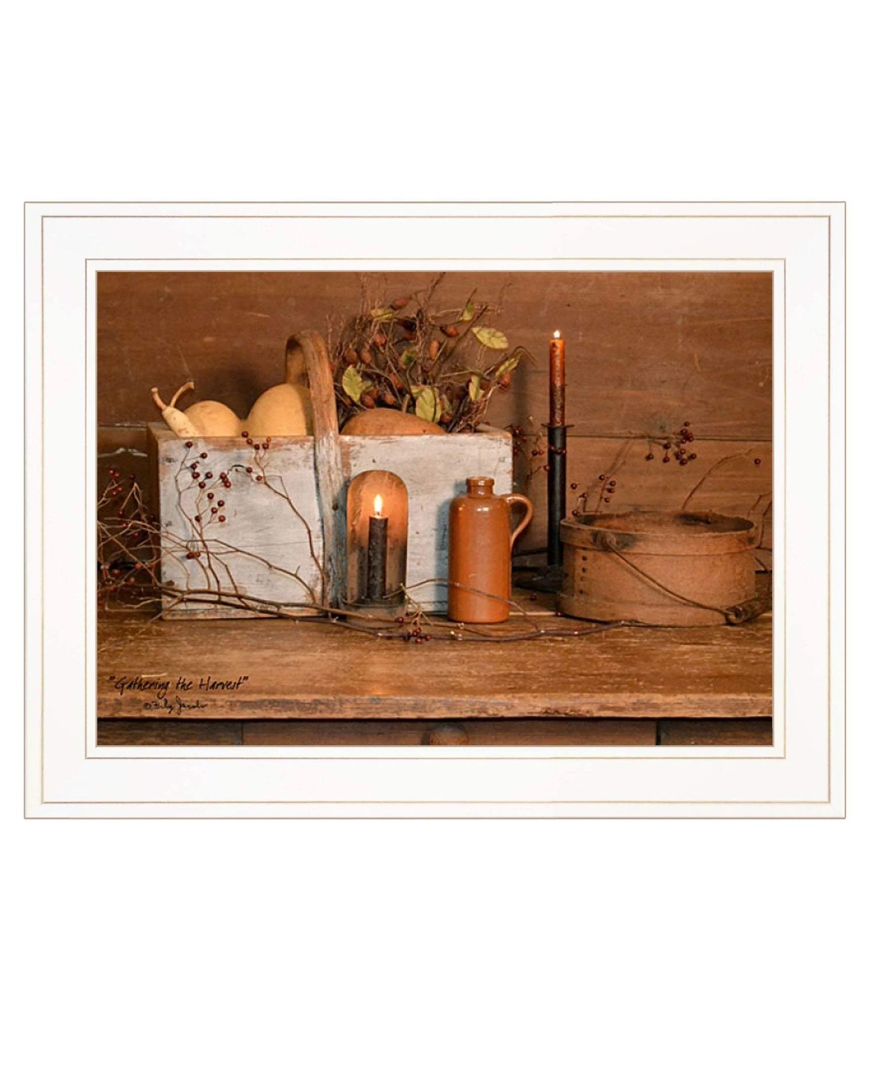 Gathering The Harvest 2 White Framed Print Kitchen Wall Art - Image 2