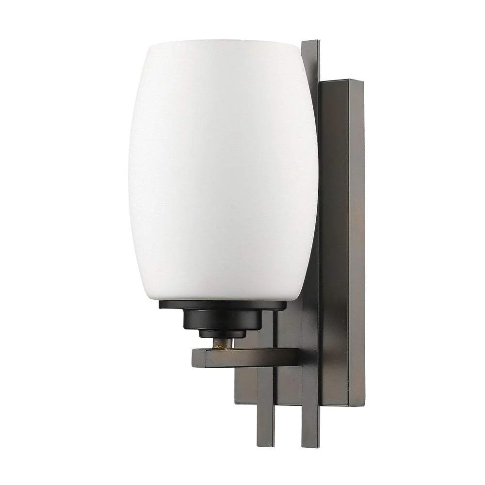 Geometric Bronze Wall Sconce with Frosted Glass Shade - Image 2