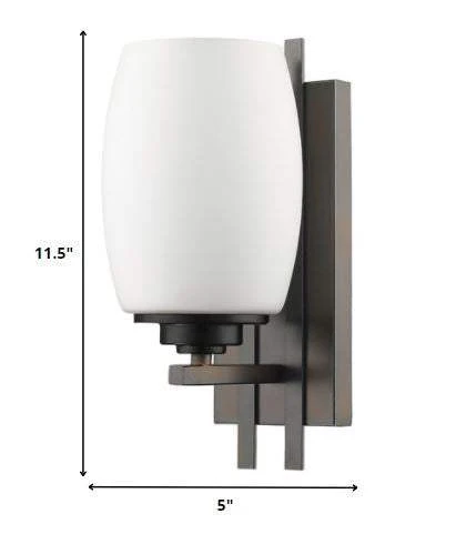 Geometric Bronze Wall Sconce with Frosted Glass Shade - Image 5