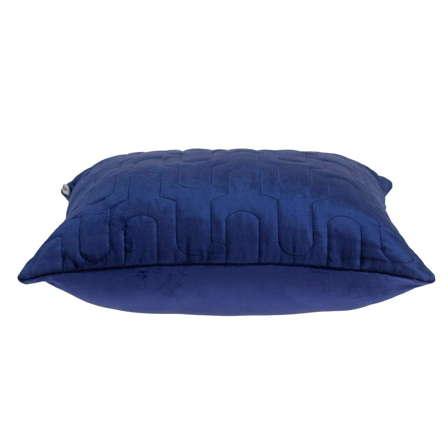 Geometric Lush Quilted Blue Throw Pillow - Image 4