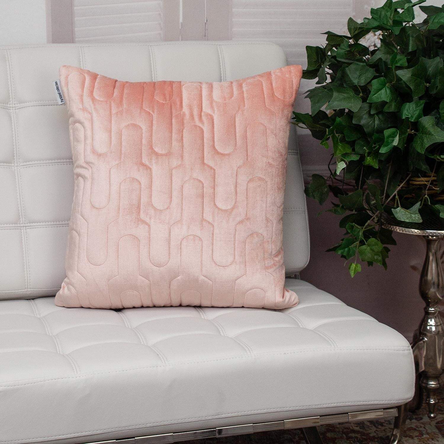 Geometric Lush Quilted Metallic Pink Throw Pillow - Image 6