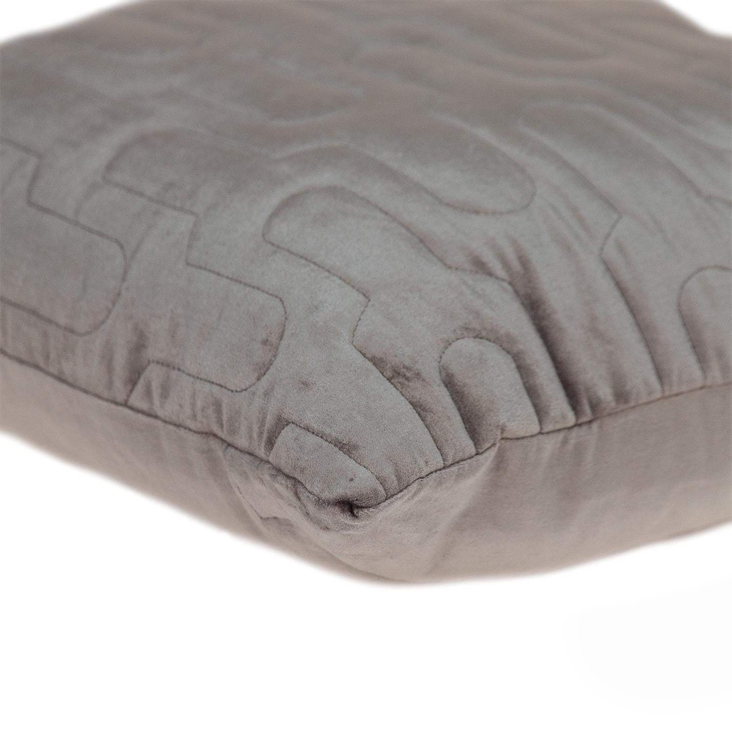 Geometric Lush Quilted Taupe Throw Pillow - Image 5