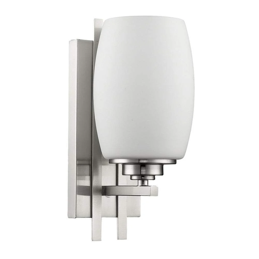Geometric Silver Wall Sconce with Frosted Glass Shade - Image 2