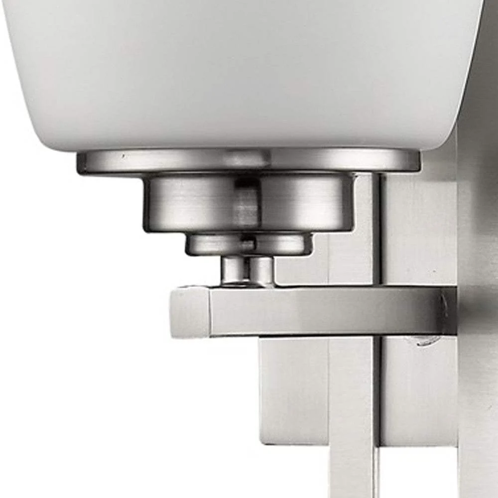 Geometric Silver Wall Sconce with Frosted Glass Shade - Image 3