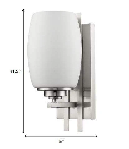 Geometric Silver Wall Sconce with Frosted Glass Shade - Image 5