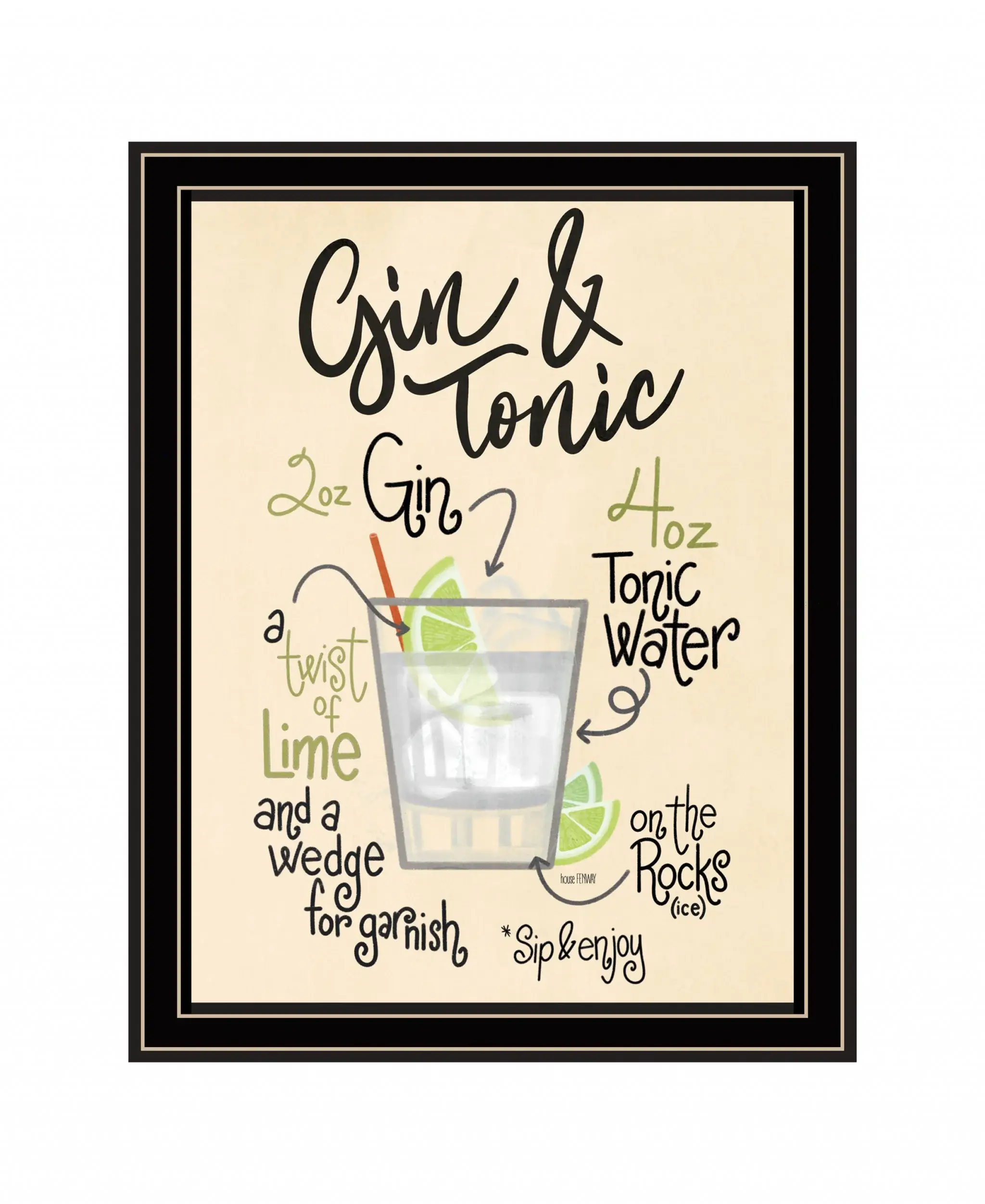 Gin and Tonic 1 Black Framed Print Wall Art - Image 2