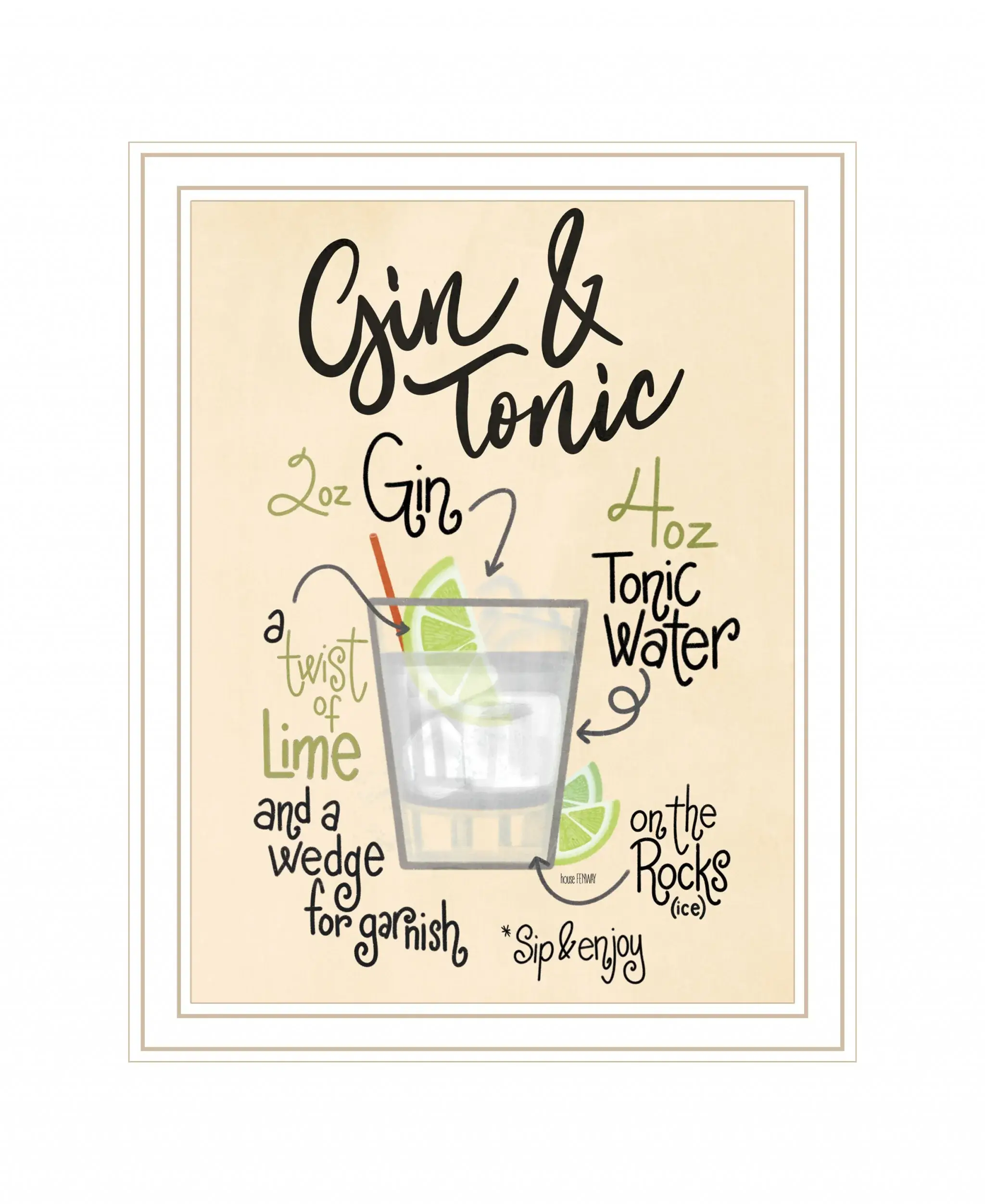 Gin and Tonic 2 White Framed Print Wall Art - Image 2