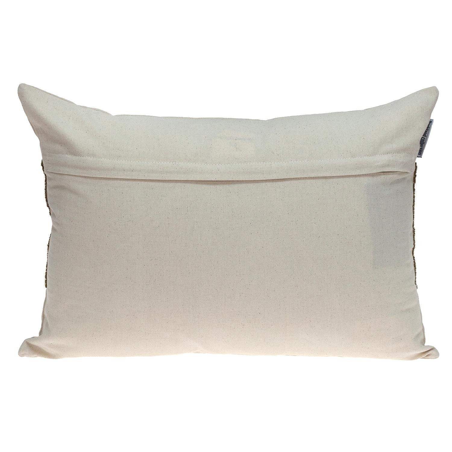 Glam Beige with Golden Sequins Lumbar Throw Pillow - Image 3