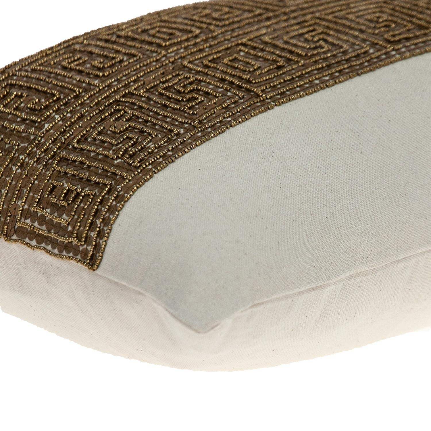 Glam Beige with Golden Sequins Lumbar Throw Pillow - Image 5