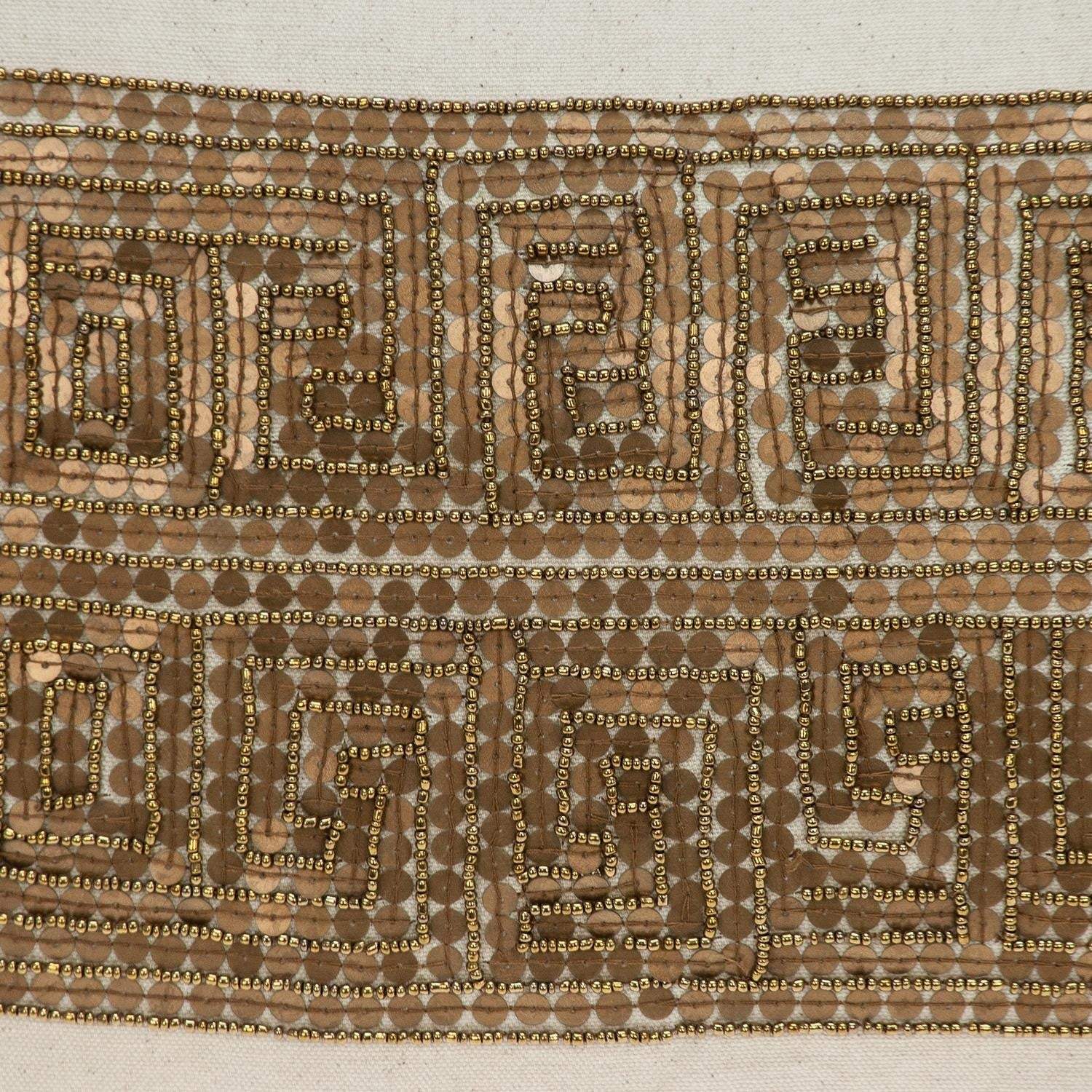 Glam Beige with Golden Sequins Lumbar Throw Pillow - Image 6